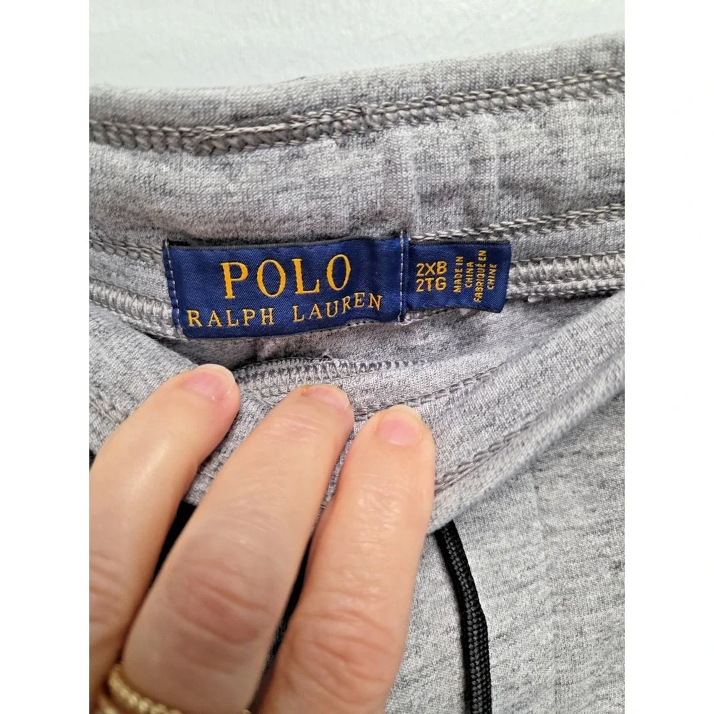 POLO RALPH LAUREN Men's 2XBIG Grey Heather Knit Tech Sweat Shorts Pony Logo
